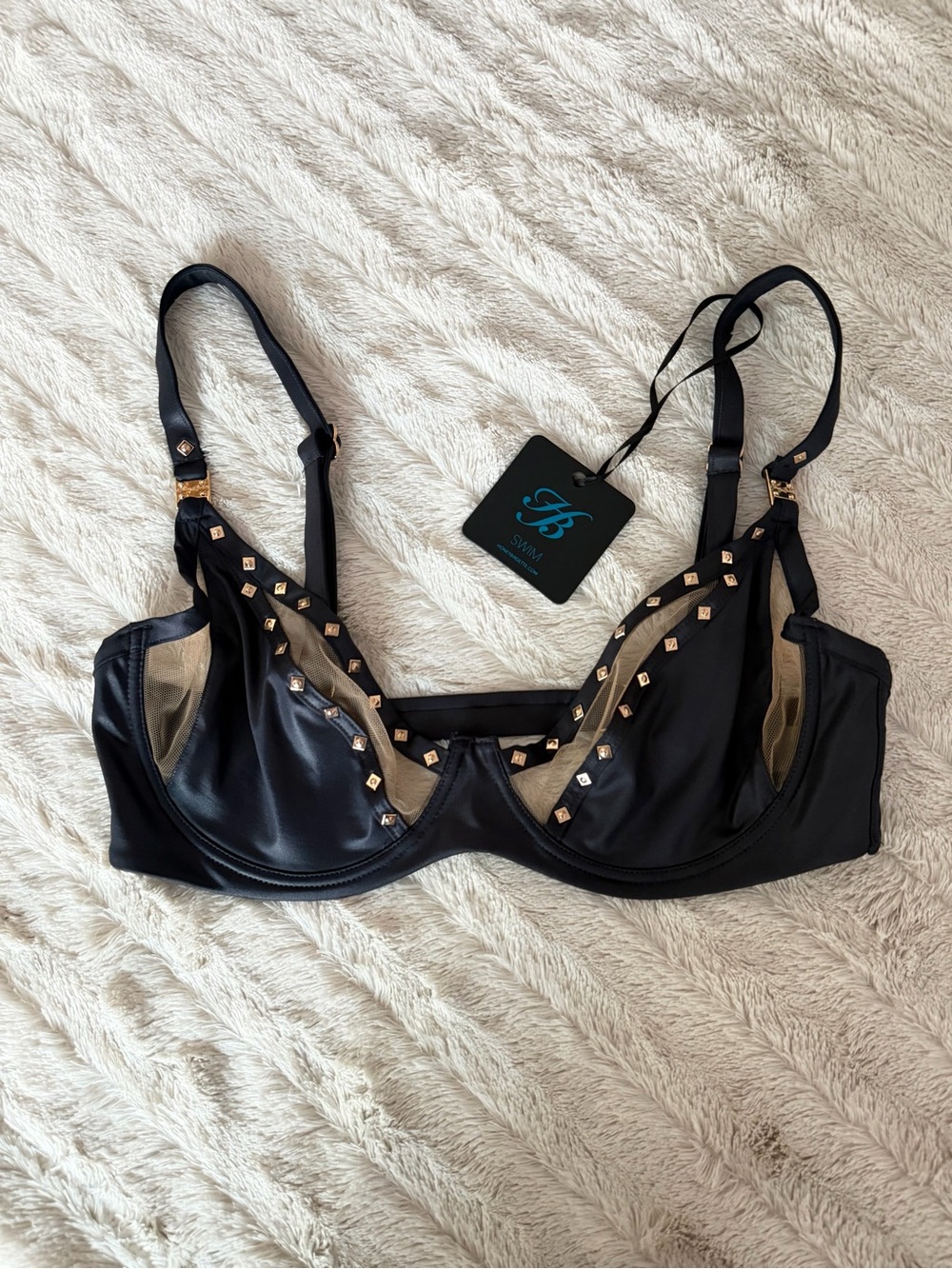 Black Studded Underwire Bikini